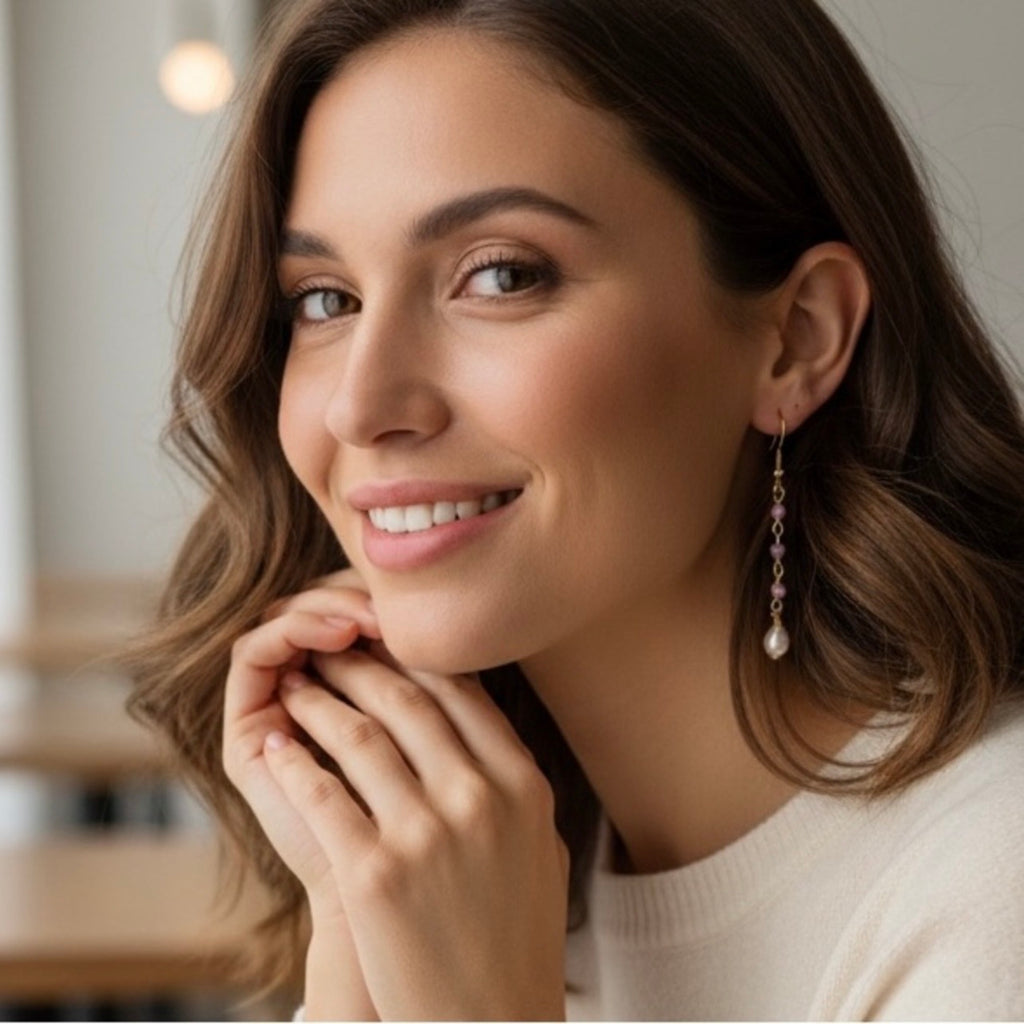 Ruby and Freshwater Pearl Earrings