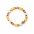 Yellow Jade, Strawberry Quartz, and White Jade Bracelet