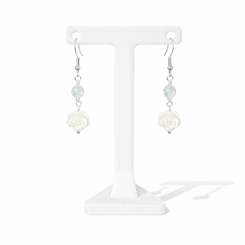 Opalite and MOP Rose Earrings
