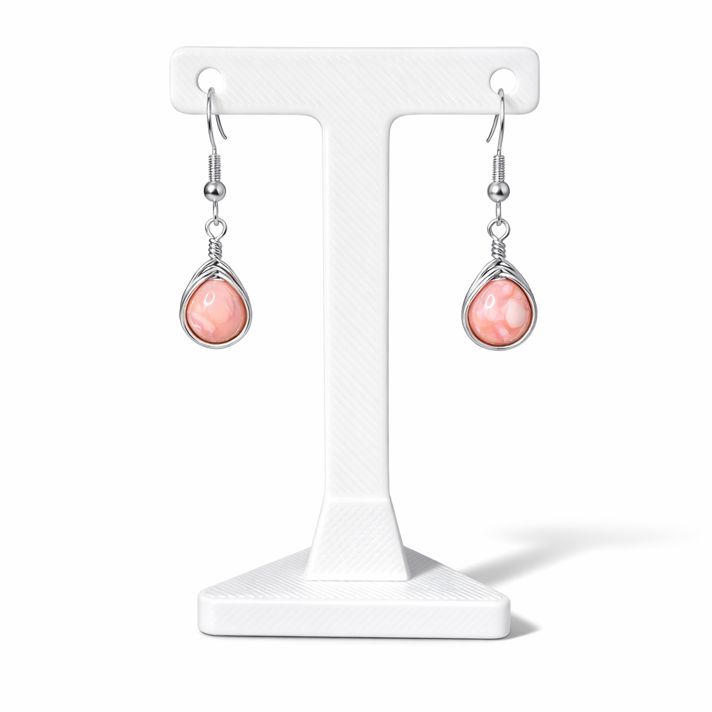 Wire Wrapped Gemstone Earrings