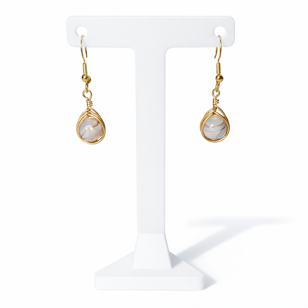 Wire Wrapped Gemstone Earrings