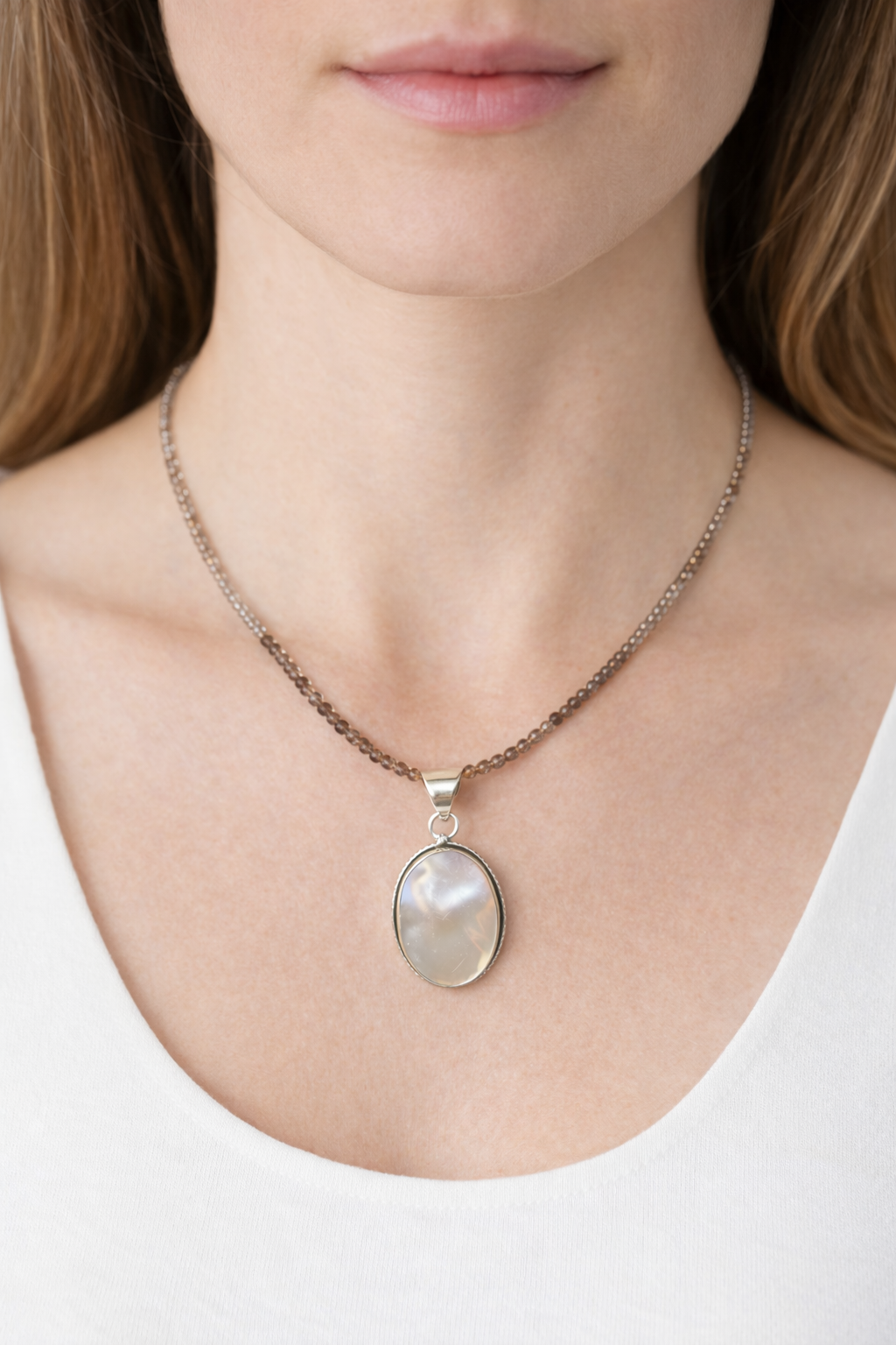 Faceted Gradient Smoky Quartz Necklace with Pendant
