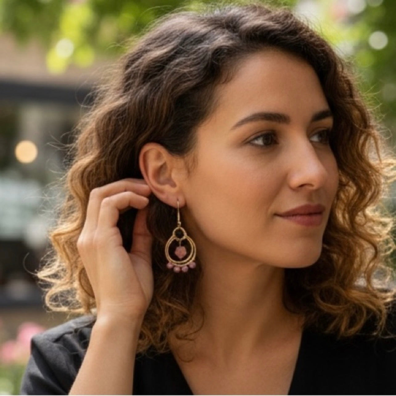 Rhodonite and Ruby Earrings