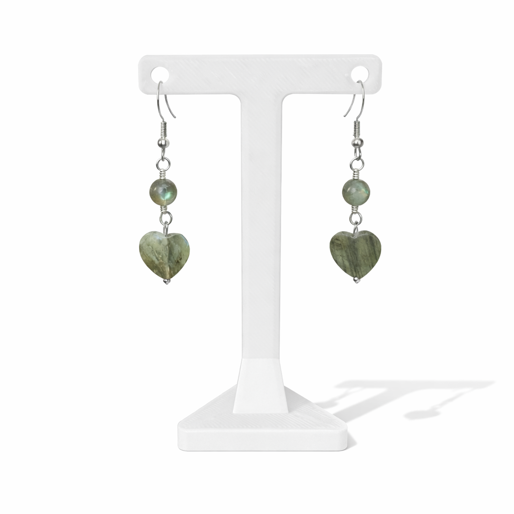 Labradorite Heart Earrings