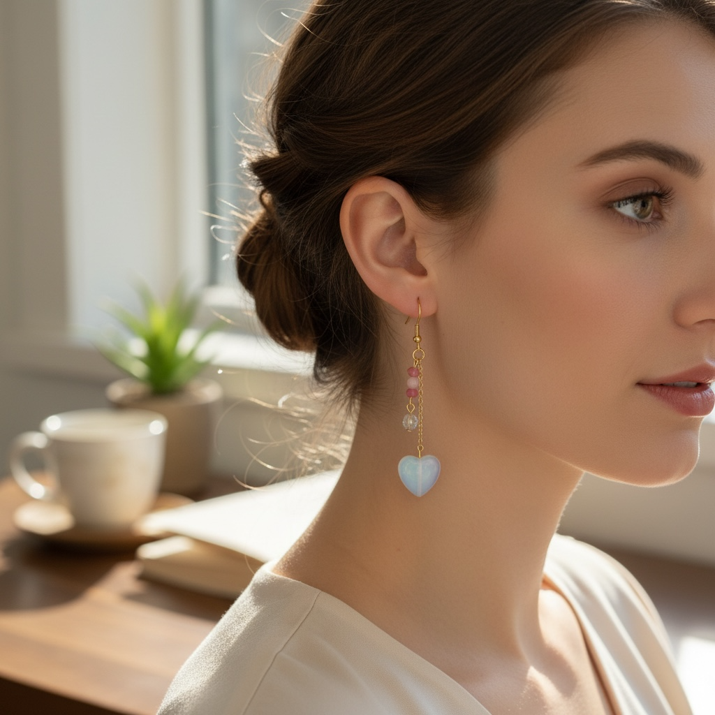 Opalite Heart Earrings