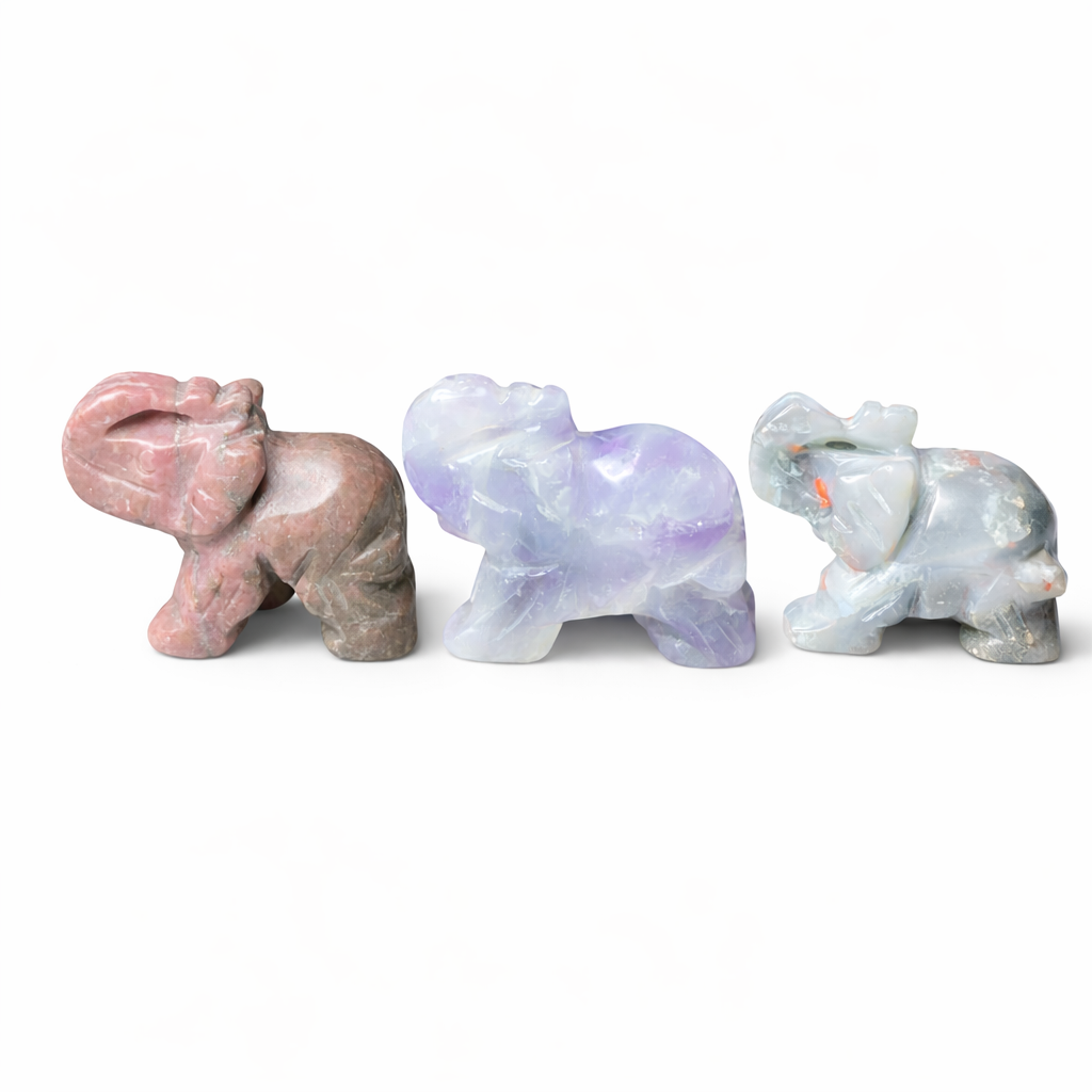 Mini Crystal Elephant Carvings