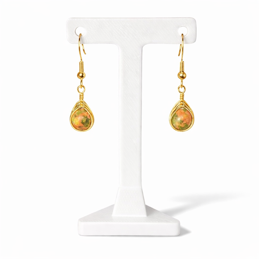 Wire Wrapped Gemstone Earrings