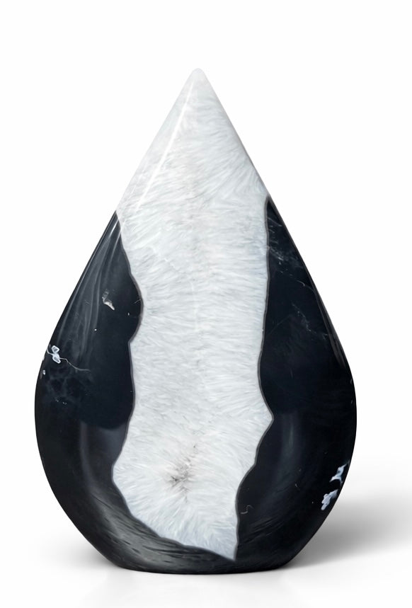 Black Agate and Clear Quartz Flame