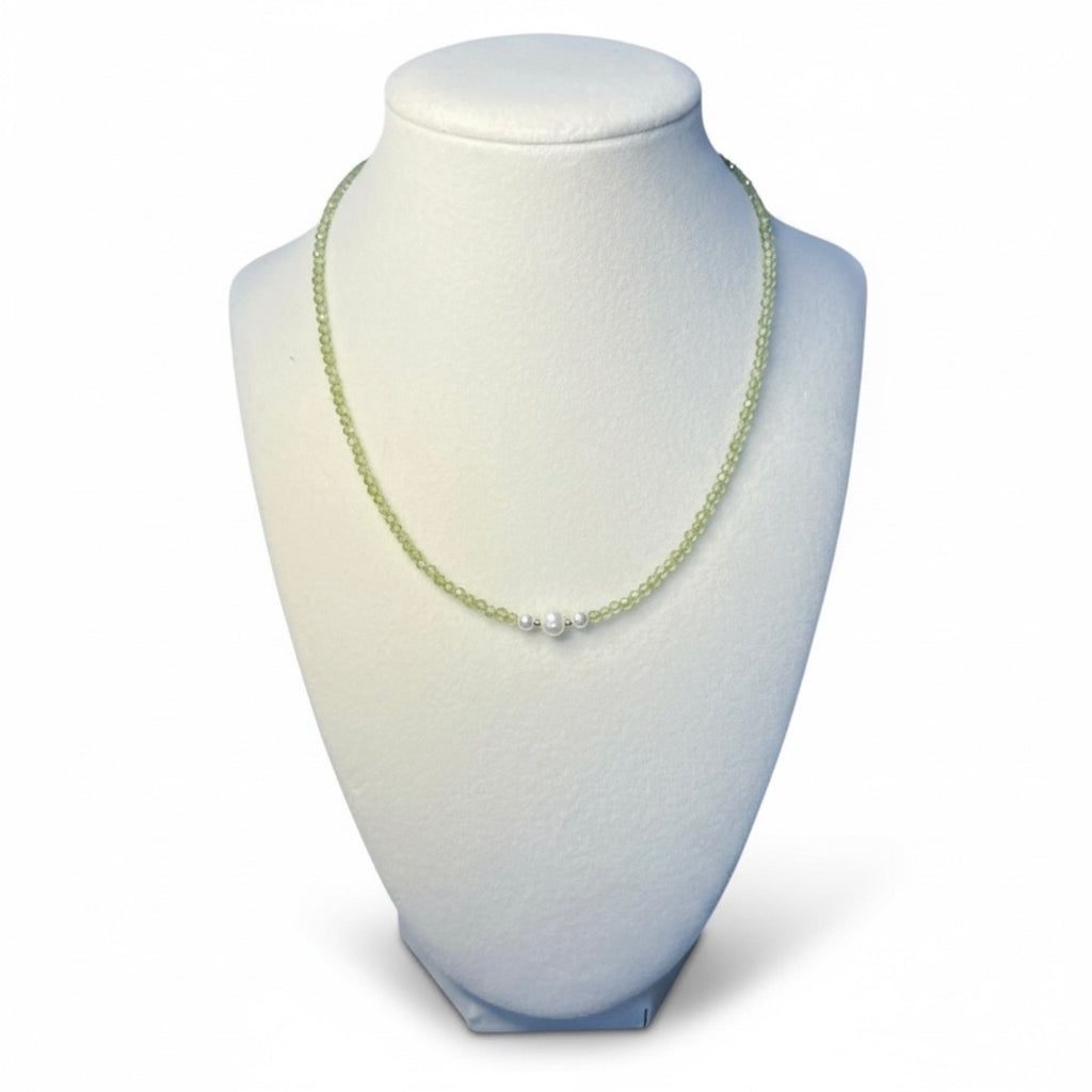 Faceted Peridot and Freshwater Pearl Necklace