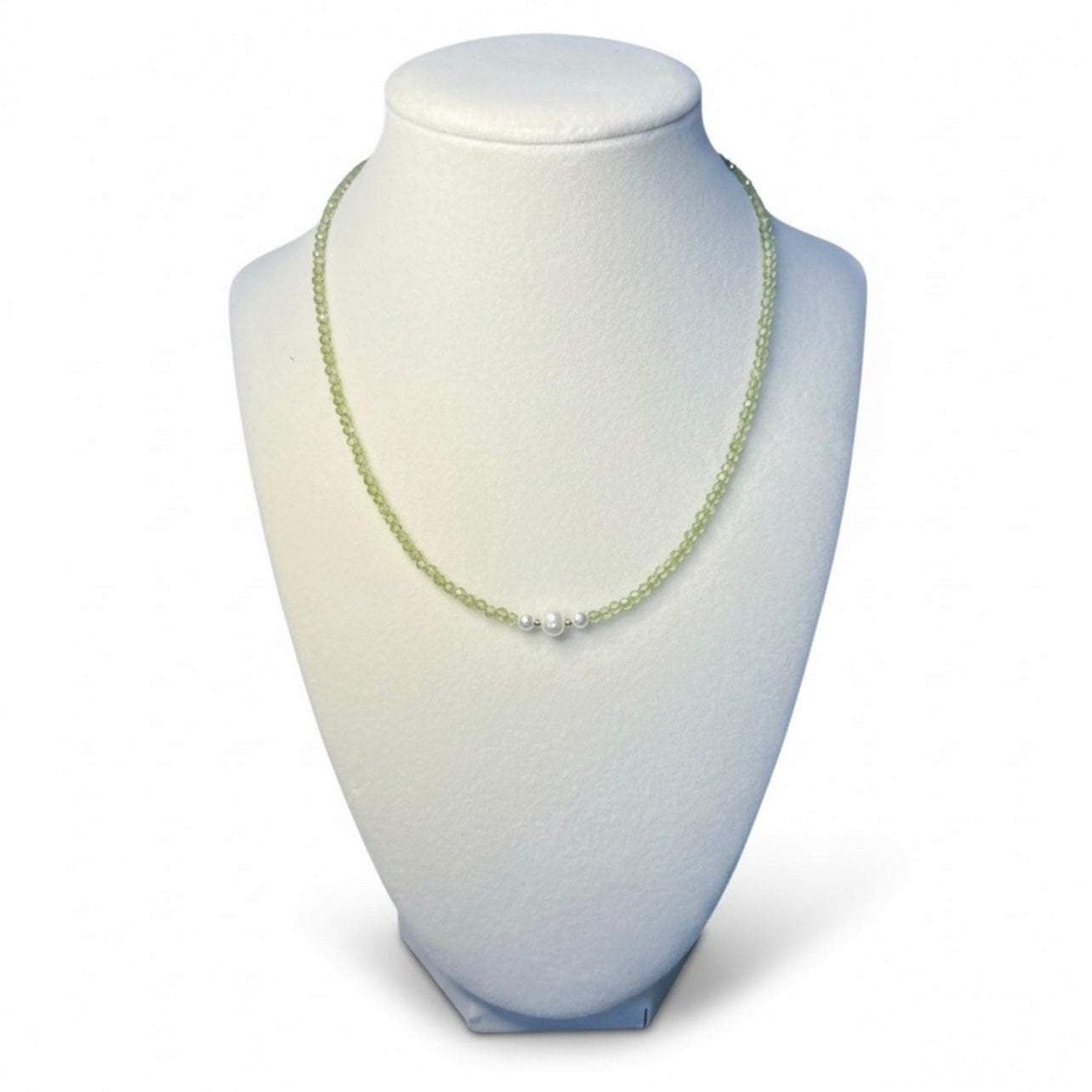 Faceted Peridot and Freshwater Pearl Necklace
