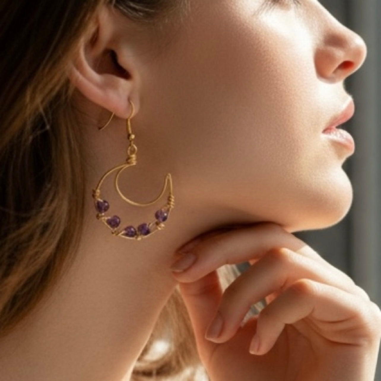 Amethyst Moon Earrings