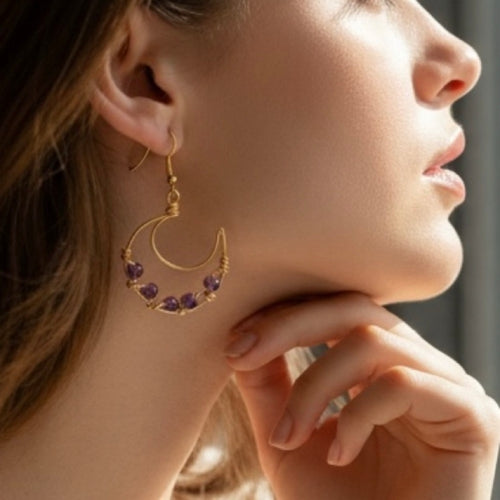 Amethyst Moon Earrings