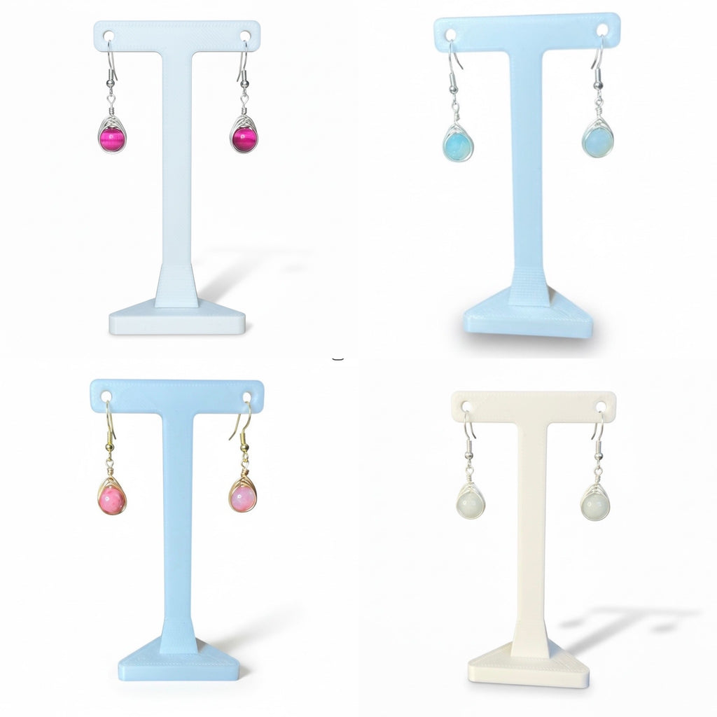 Wire Wrapped Gemstone Earrings