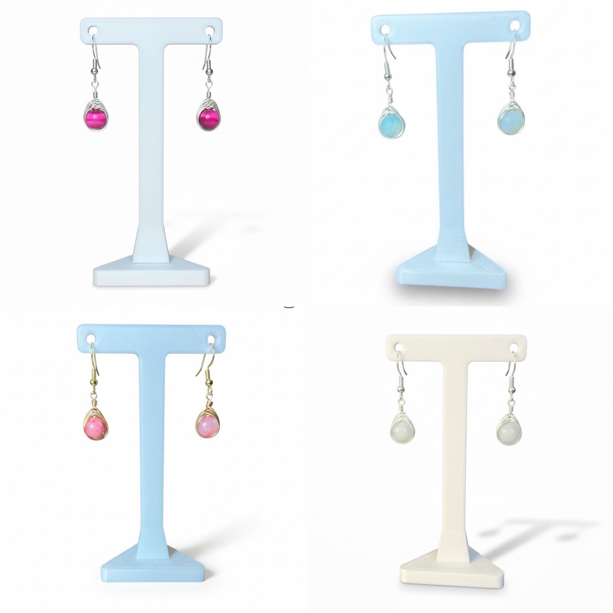 Wire Wrapped Gemstone Earrings