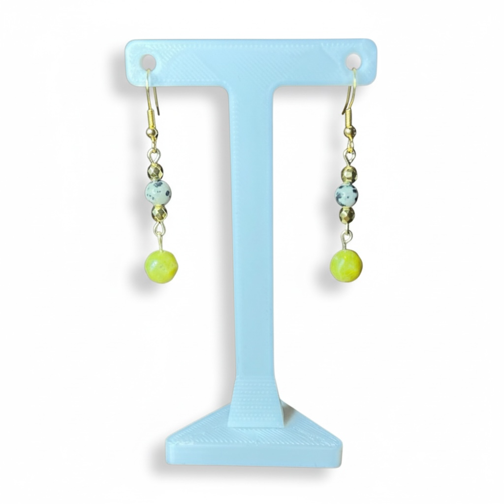 Dalmatian Jasper and Olive Jade Earrings