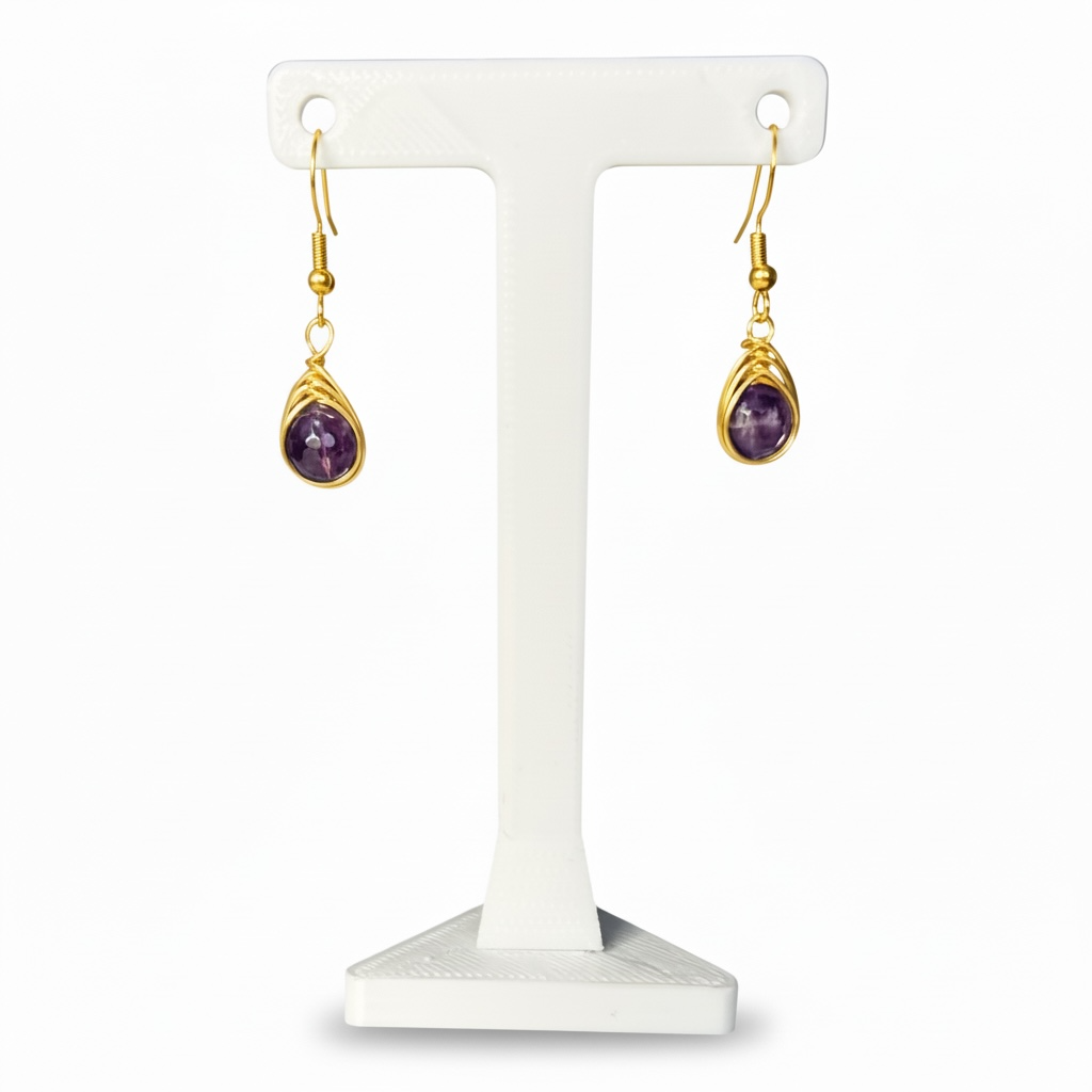 Wire Wrapped Gemstone Earrings