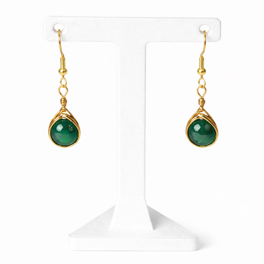 Wire Wrapped Gemstone Earrings