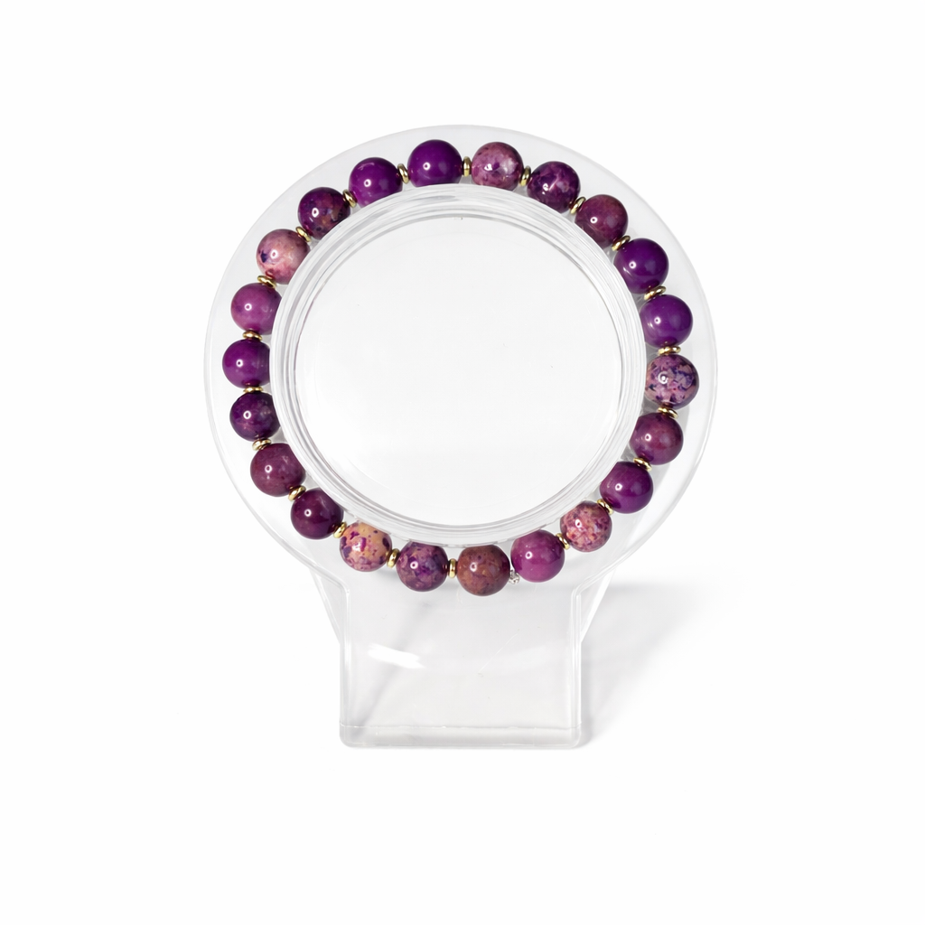 Charoite and Gold Hematite Bracelet