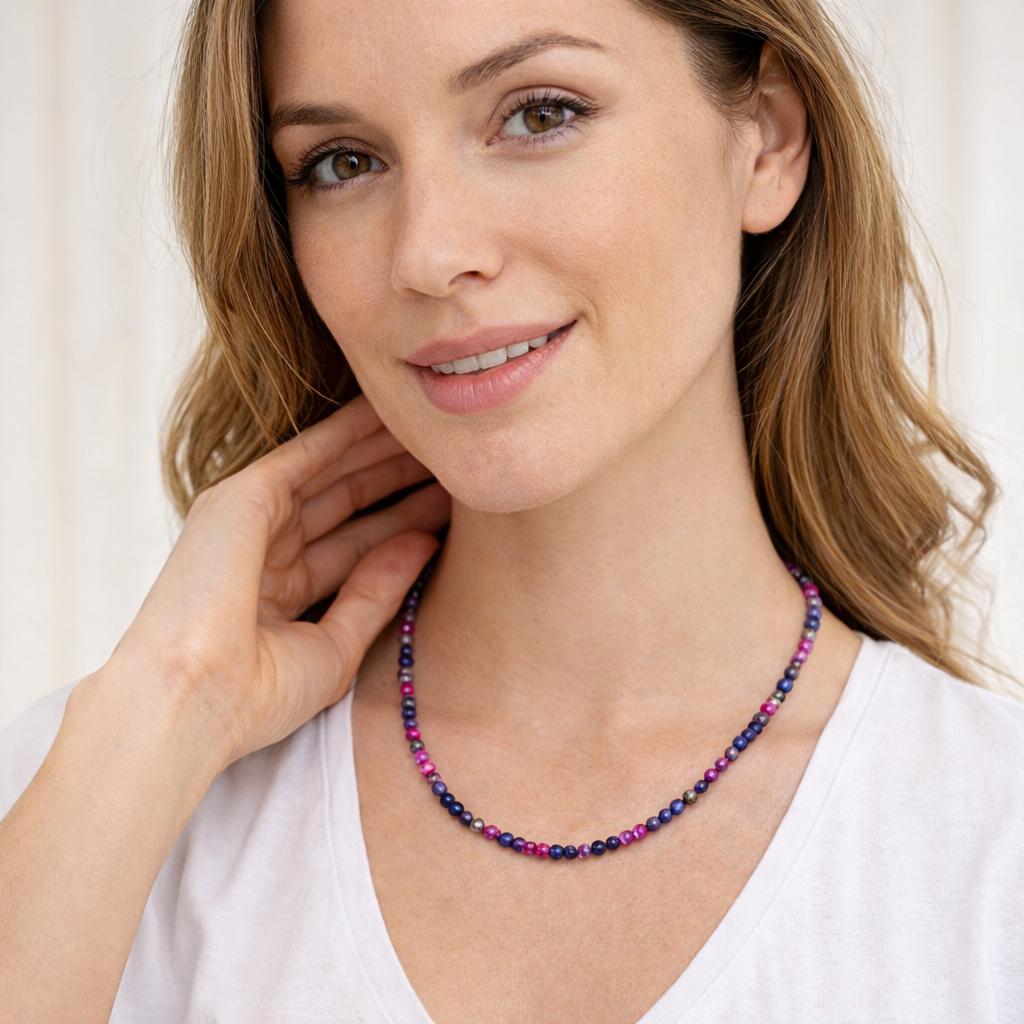 Faceted Ruby and Blue Sapphire Necklace