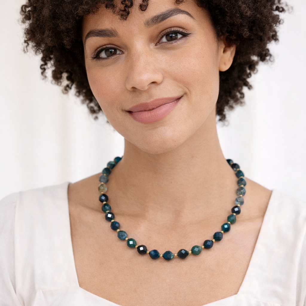 Faceted Moss Agate Necklace