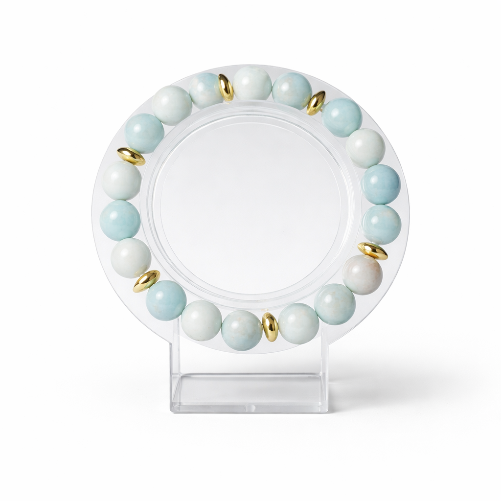 Aquamarine and Gold Hematite Bracelet
