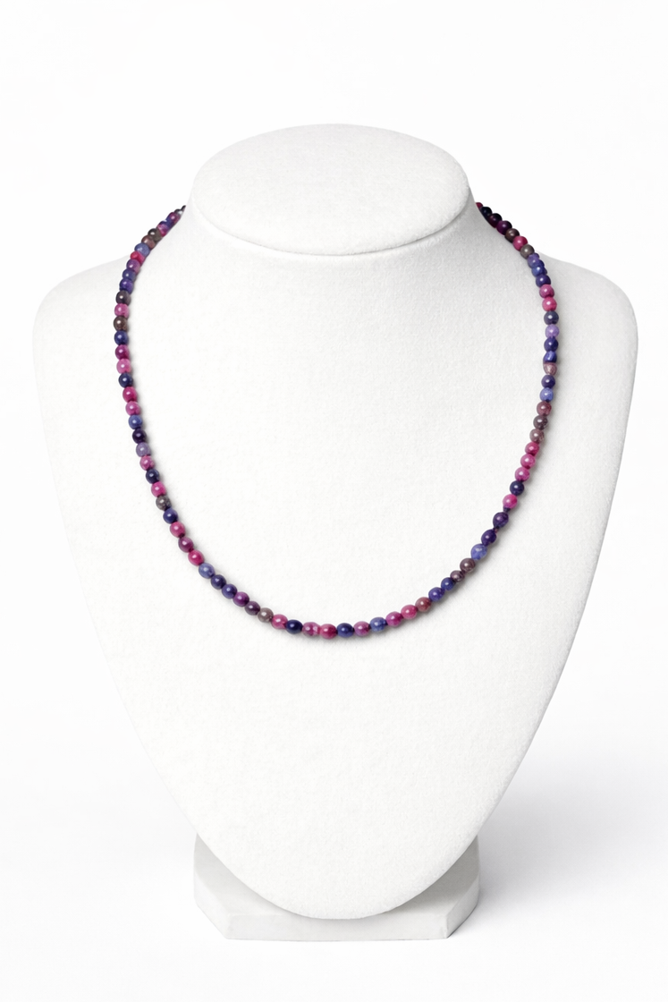 Faceted Ruby and Blue Sapphire Necklace