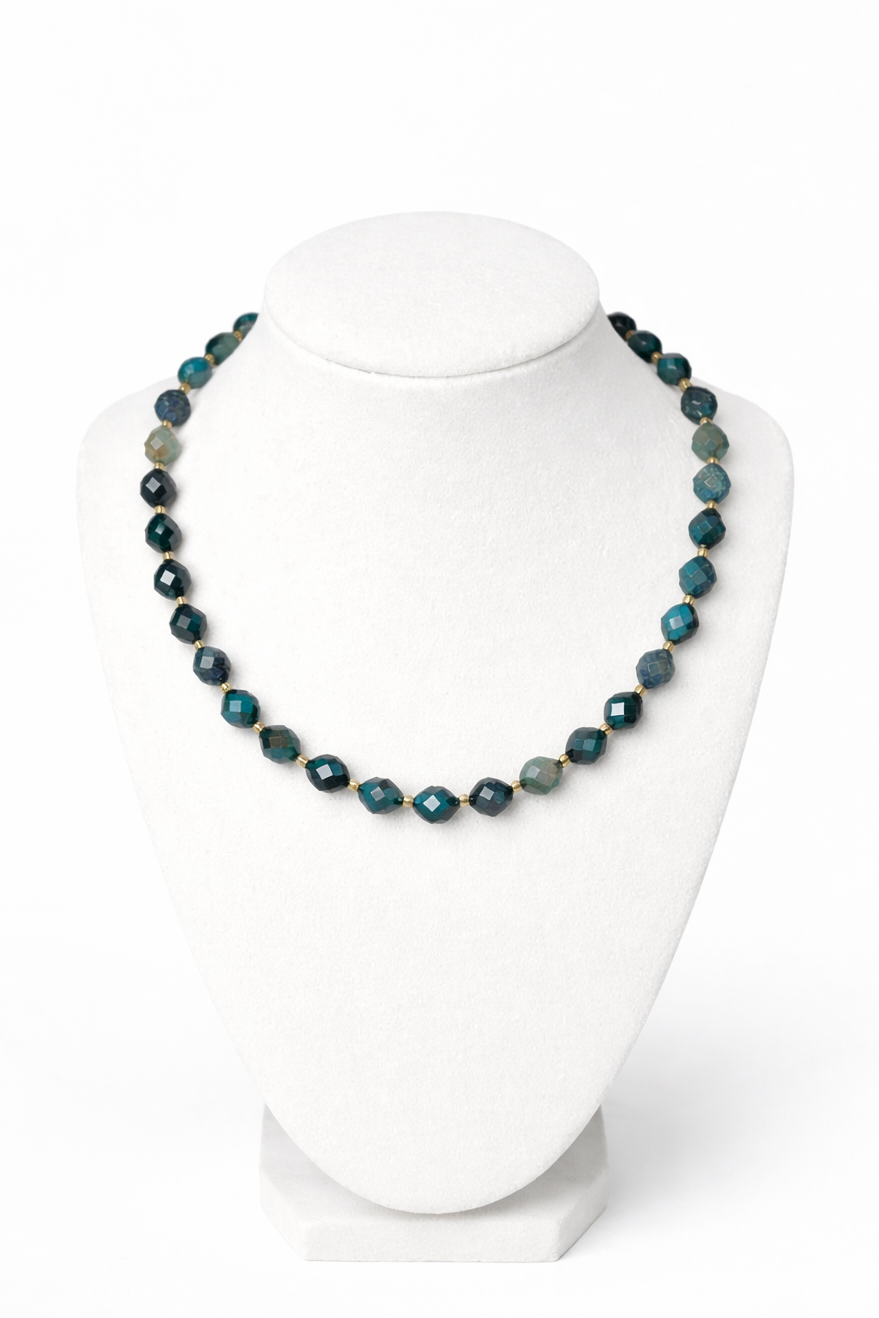 Faceted Moss Agate Necklace