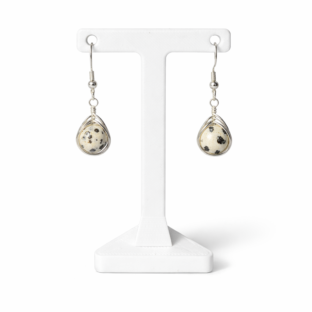 Wire Wrapped Gemstone Earrings