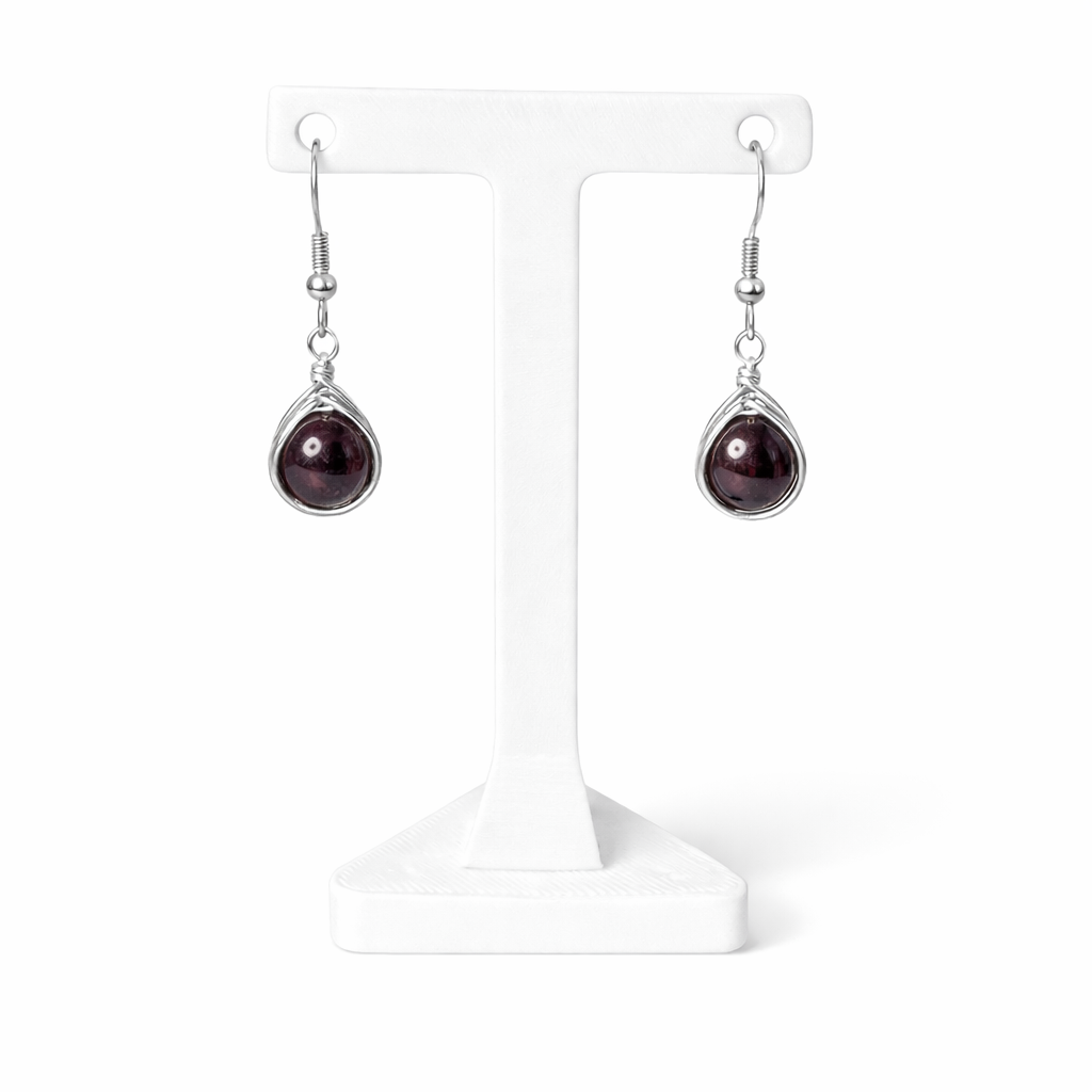 Wire Wrapped Gemstone Earrings
