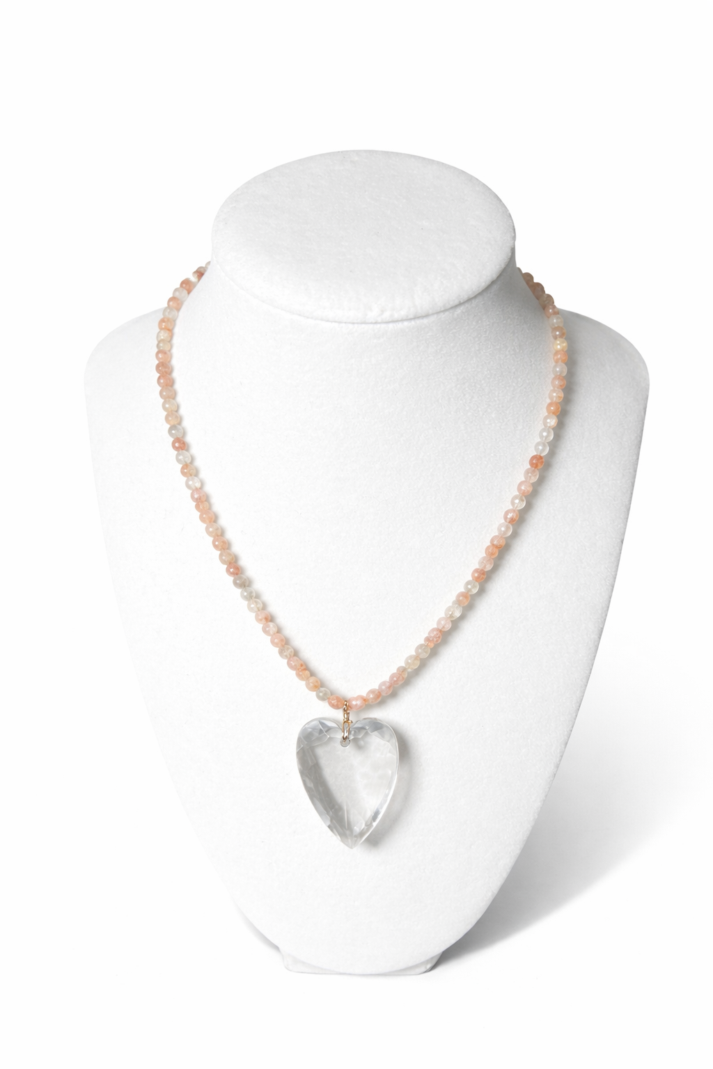 Faceted Sunstone Necklace with Heart Pendant