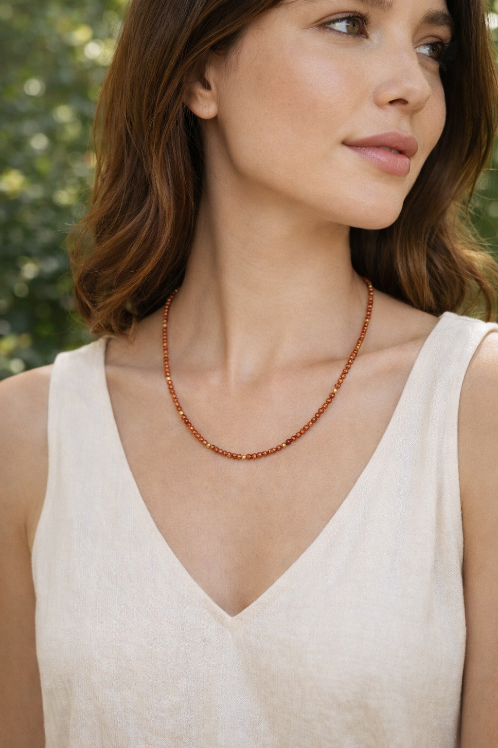 Faceted Goldstone and Hematite Necklace