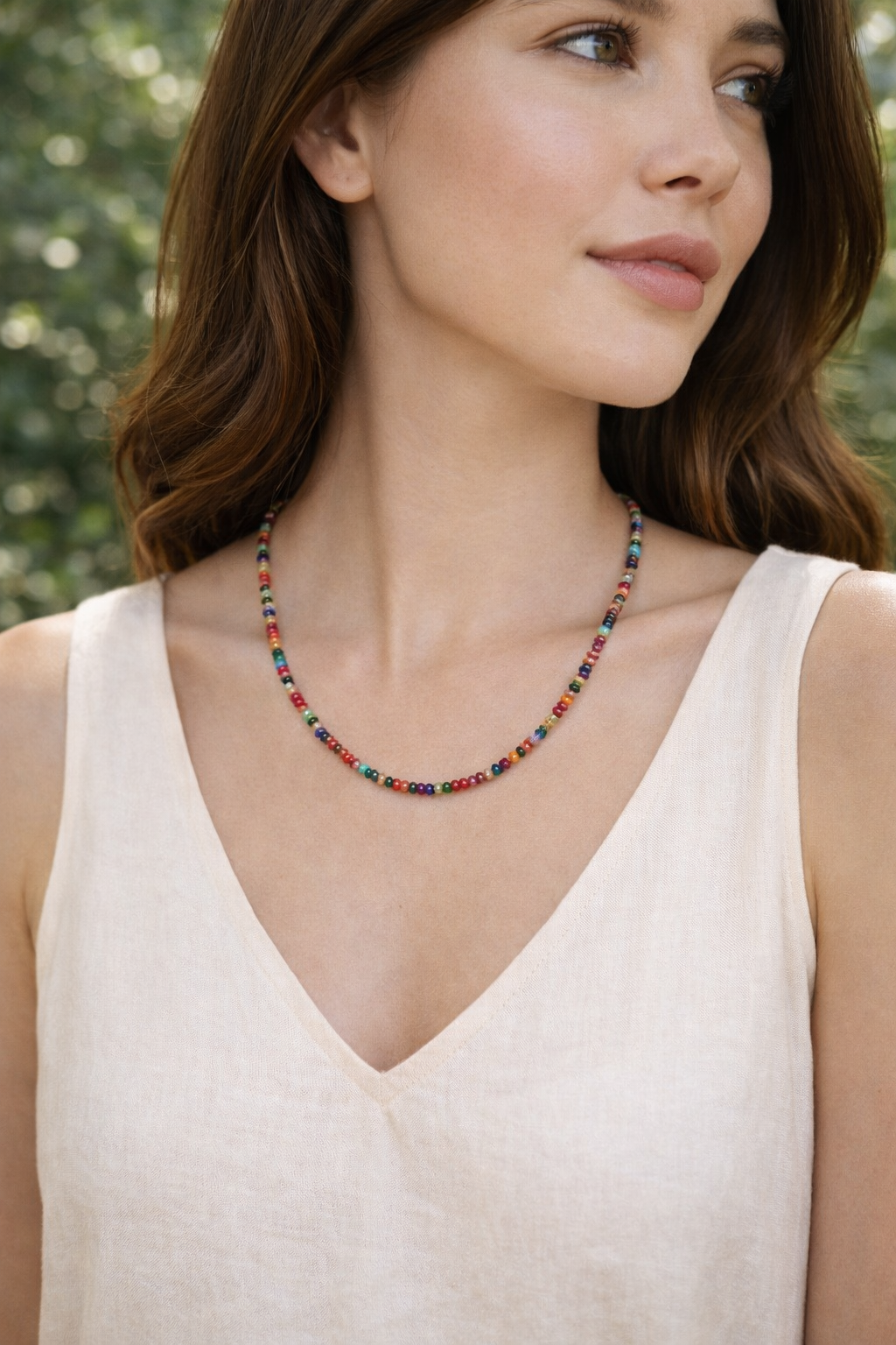Multi-Colored Jade and Silver Hematite Necklace