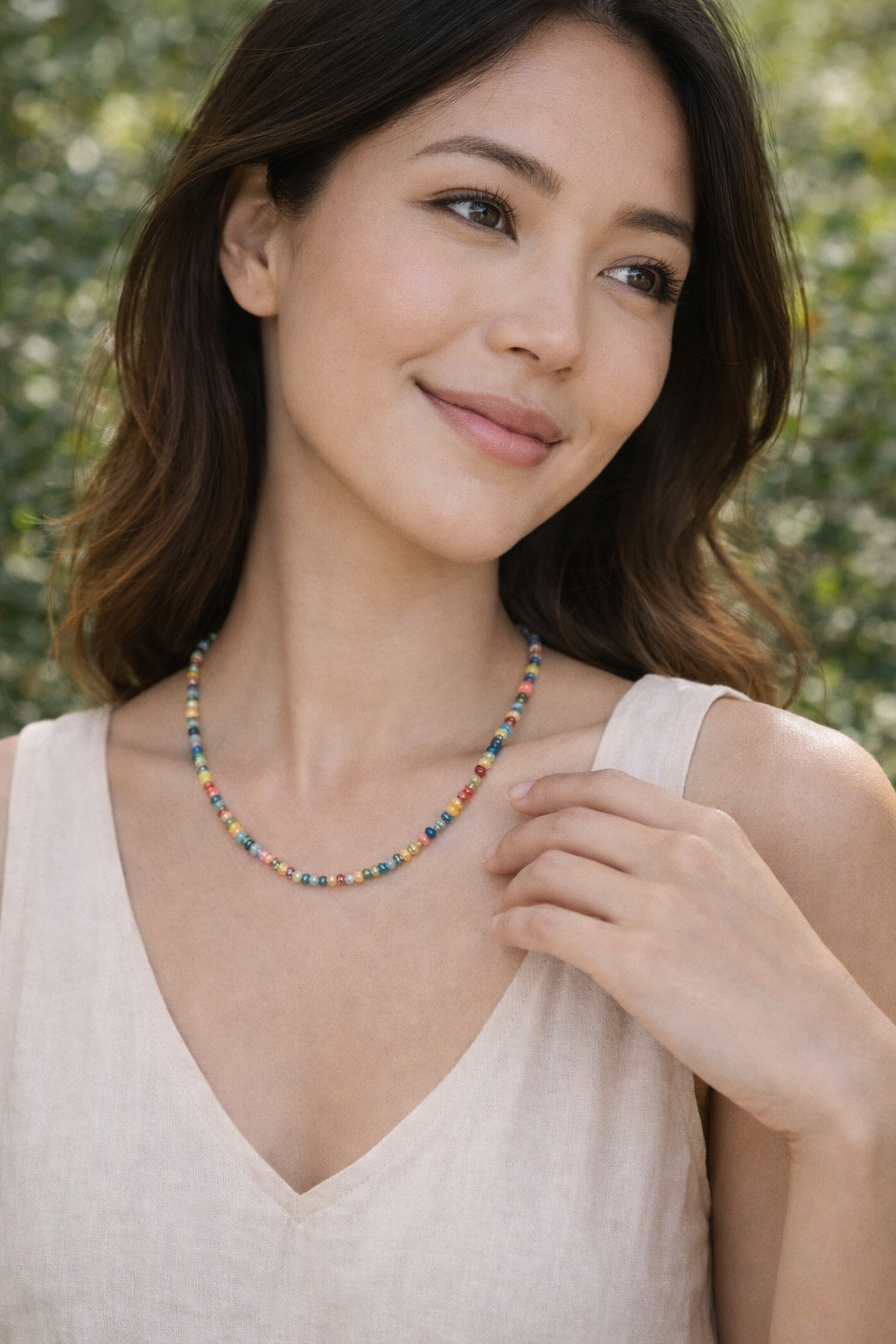 Multi-Colored Agate and Silver Hematite Necklace
