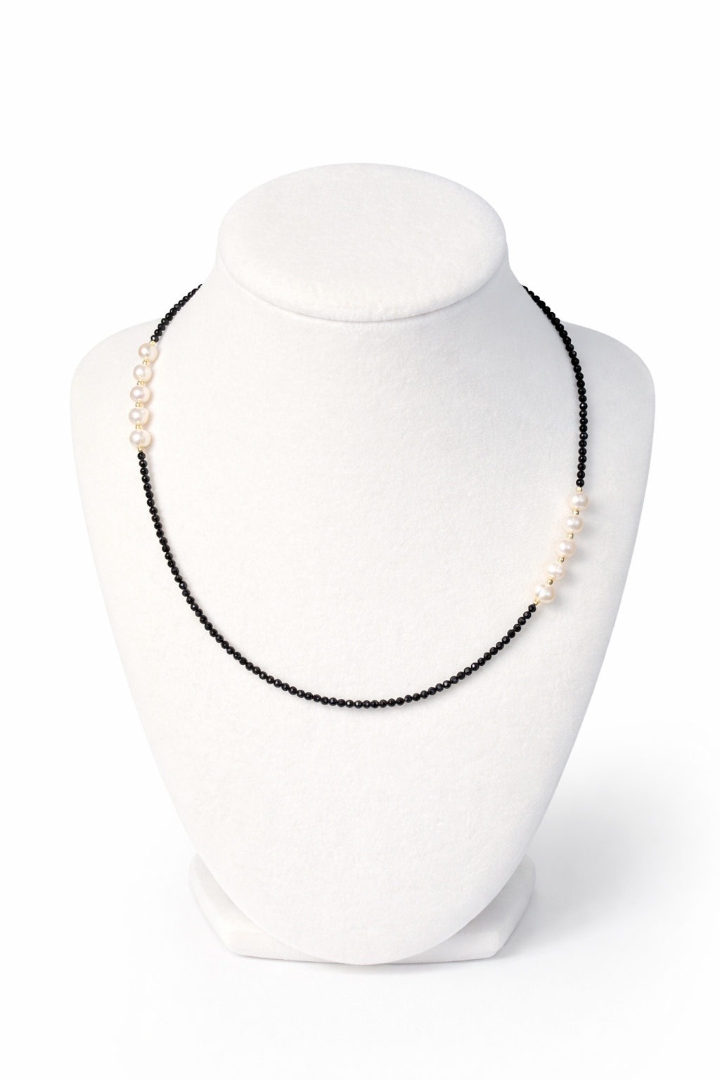 Faceted Onyx and Freshwater Pearl Necklace
