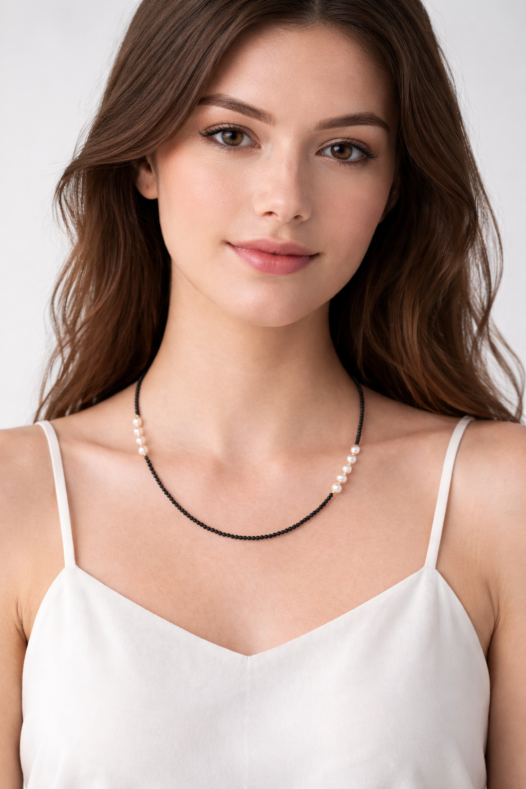 Faceted Onyx and Freshwater Pearl Necklace