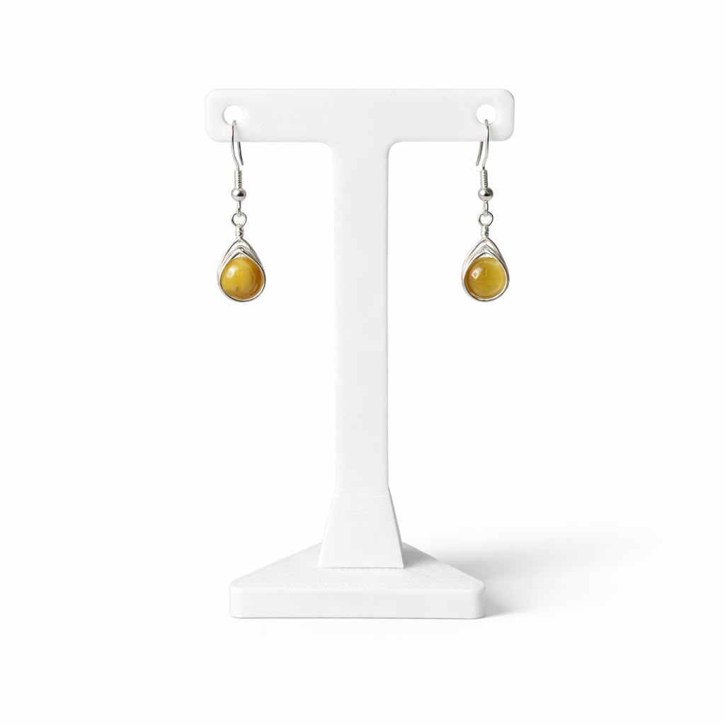 Wire Wrapped Gemstone Earrings
