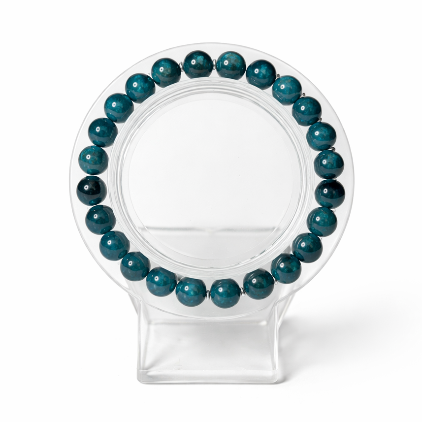 Blue Apatite and Silver Hematite Bracelet