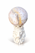 Flower Agate Sphere with Decorative Lion Holder