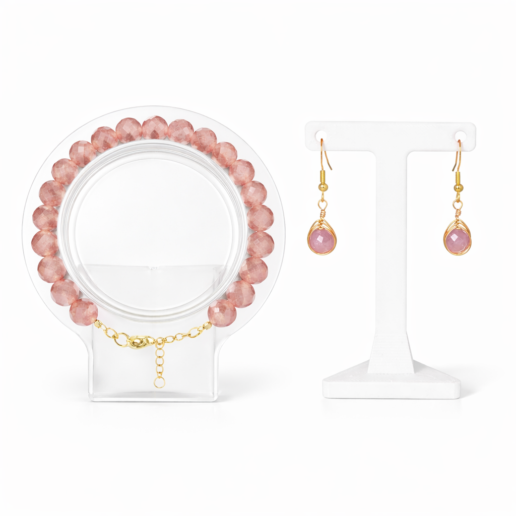 Faceted Strawberry Quartz Set