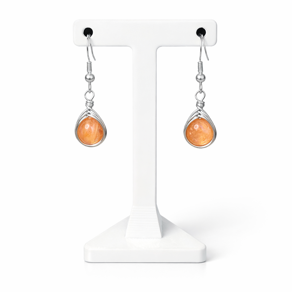 Wire Wrapped Gemstone Earrings