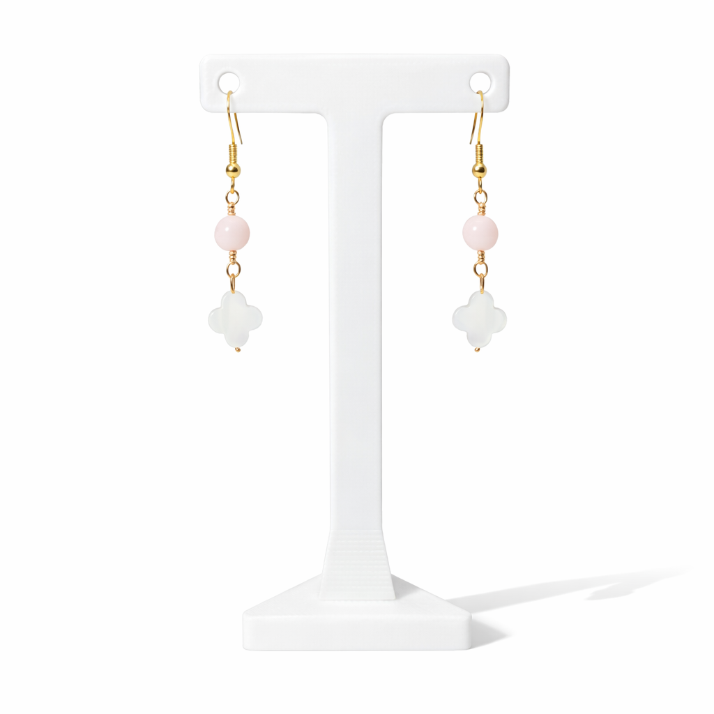 Peach Moonstone and MOP Earrings
