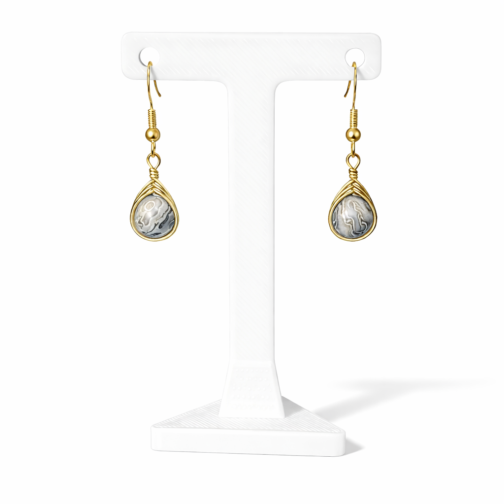 Wire Wrapped Gemstone Earrings