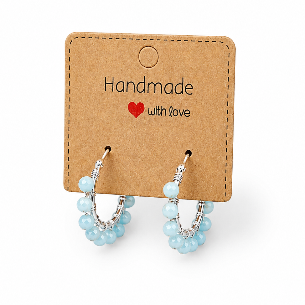 Wire Wrapped Larimar Hoops