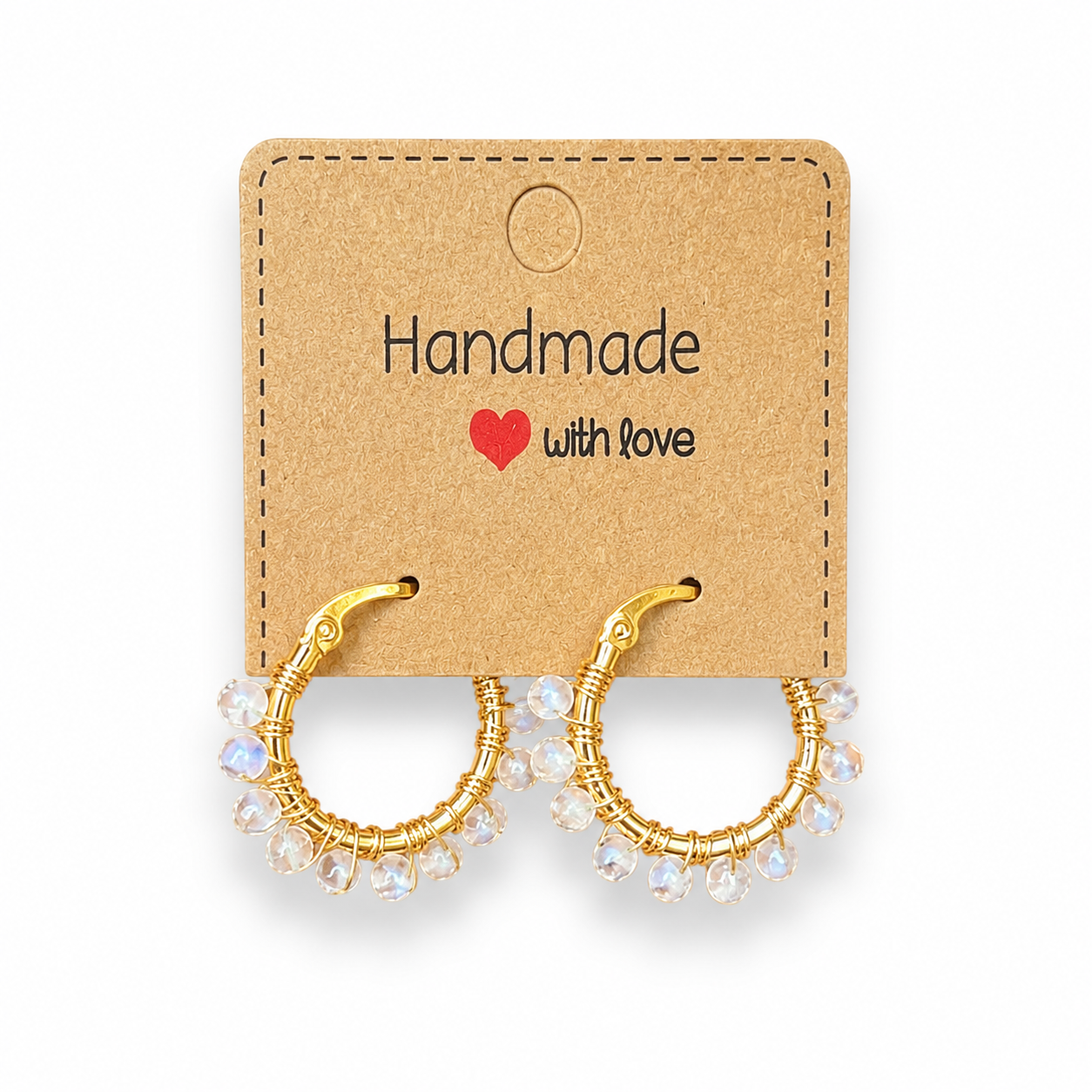 Wire Wrapped Moonstone Hoops